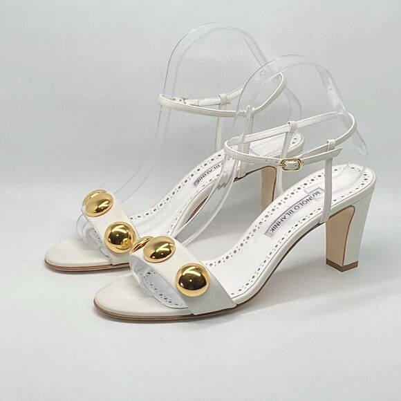 Manolo Blahnik Chaouhenhi 70MM Embellished Leather Sandals size 38.5 - Picture 8 of 14